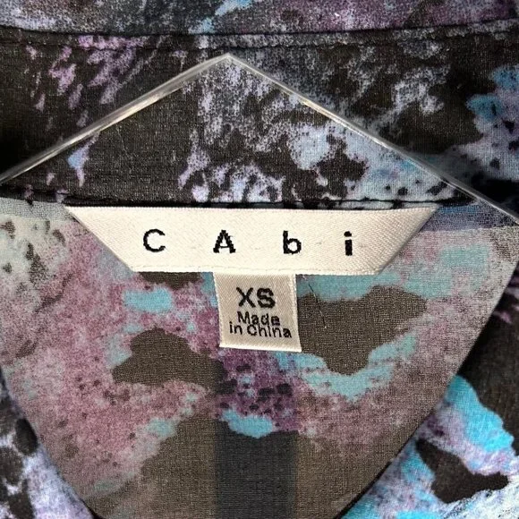 2/$30 CAbi Size XS Blouse Reptile Animal Print Sheer Streetwear - Picture 6 of 6